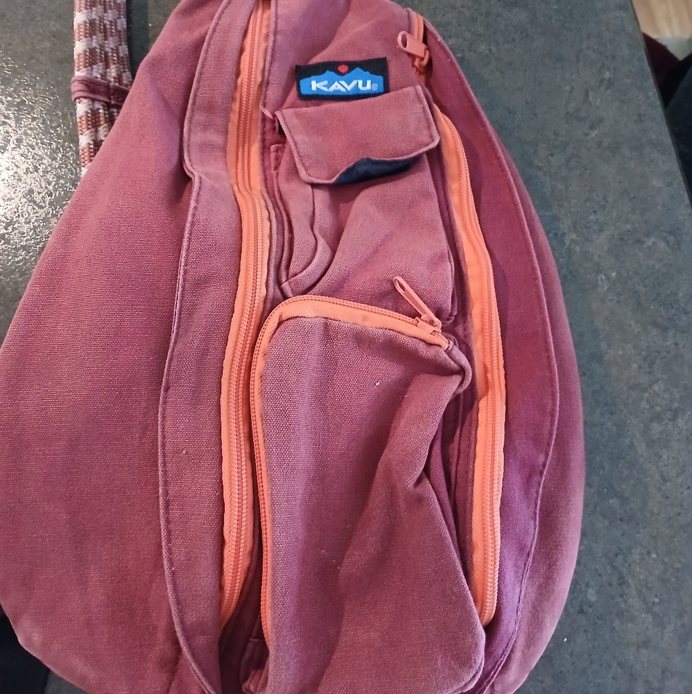 KAVU Sling Bag in Burgundy and Orange